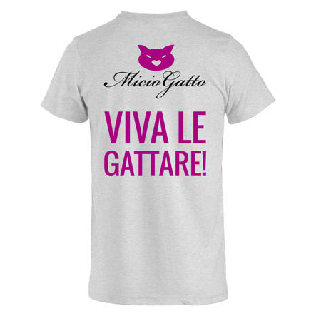 T-SHIRT MICIOGATTO GRIGIO CHIARO - VIVA LE GATTARE