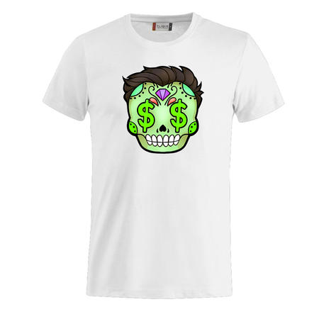 T-SHIRT BIANCA SBUCI TESCHIO VERDE